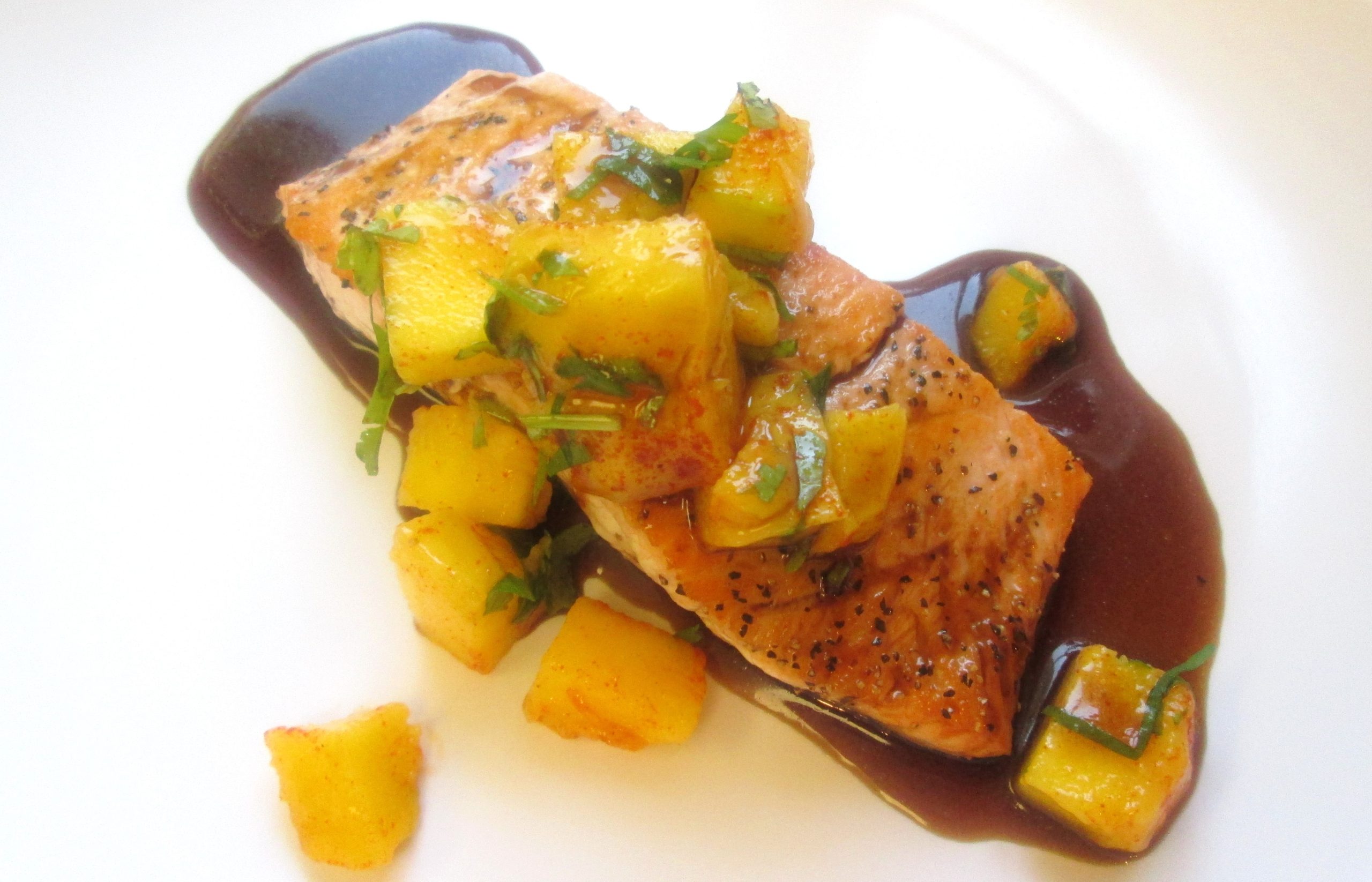 Pan Fried Salmon with Shoyu and Mango