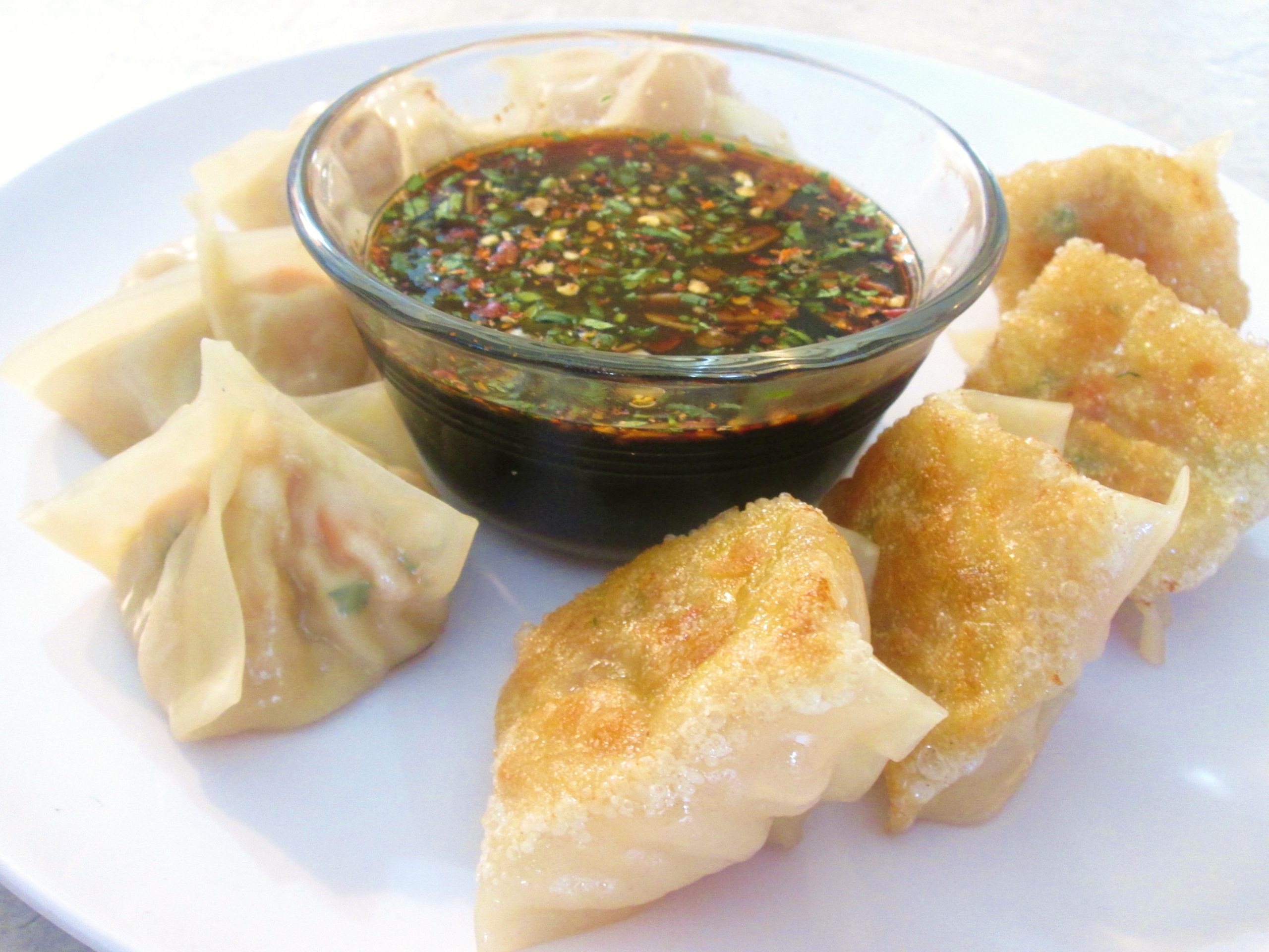 Shrimp Dumplings and Dipping Sauce