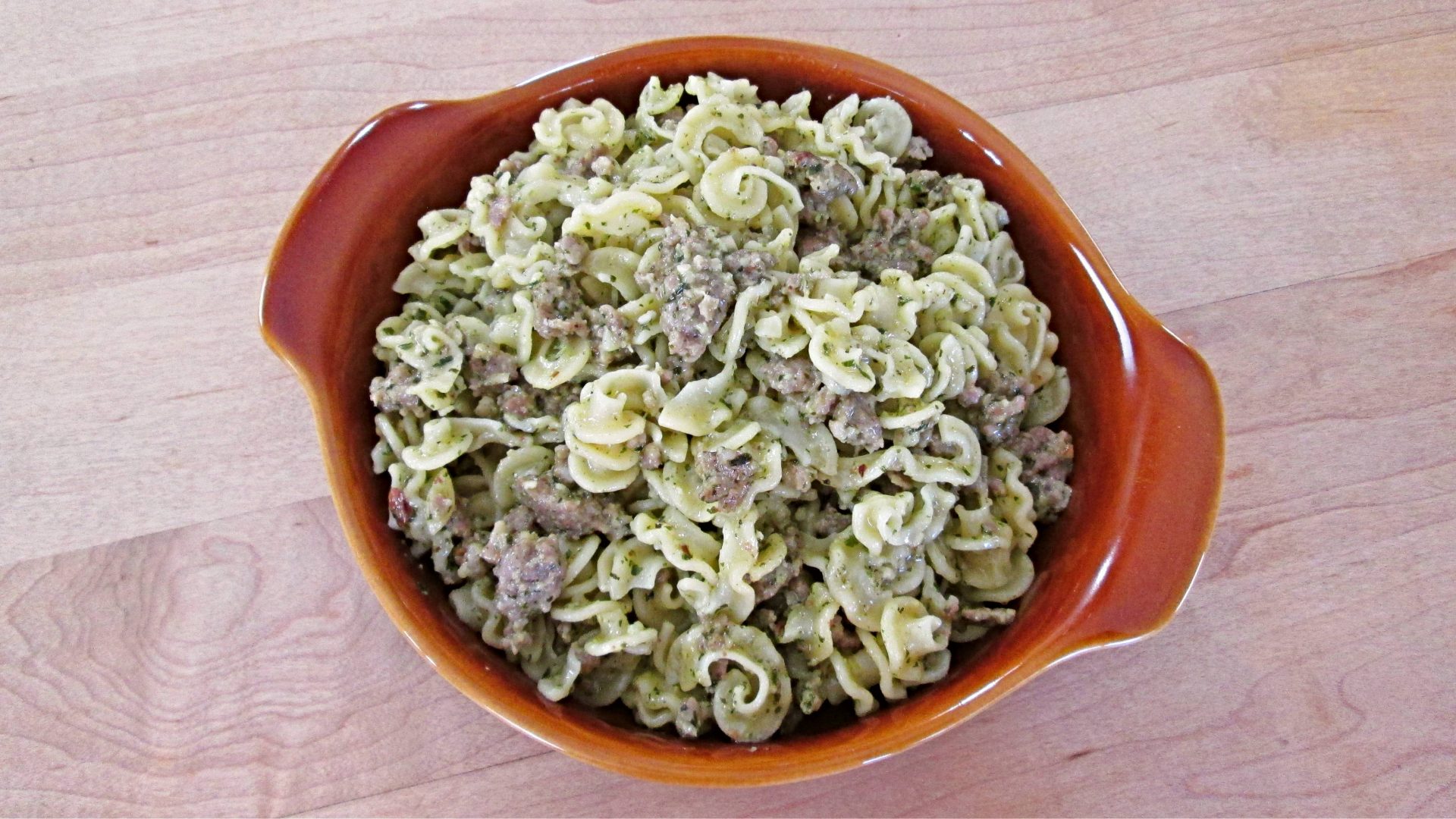 Basil Pesto Pasta with Sausage