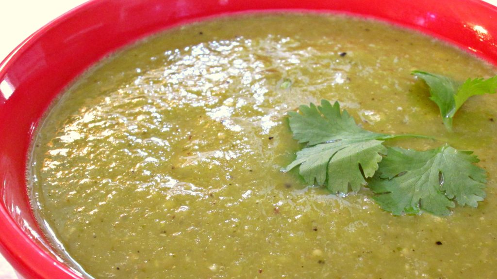 Green enchilada sauce or green chili sauce used to make Pork Chili Verde.