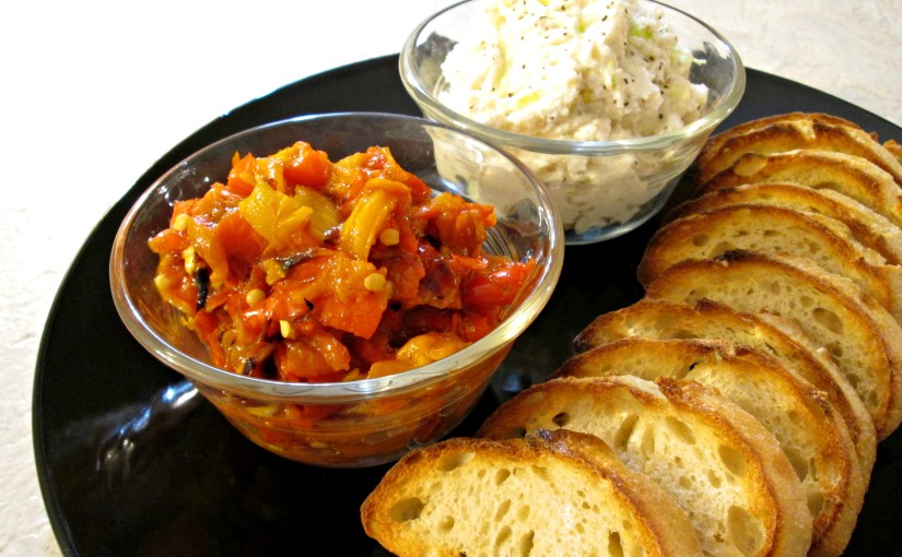 Bruschetta with Roasted Peppers and Ricotta Cheese