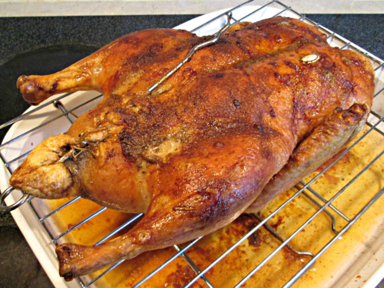 roast duck with wild rice stuffing