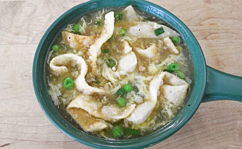 Egg Drop Soup with Fried Wonton Croutons