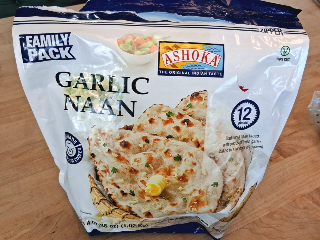 Pre-frozen Garlic Naan made by ASHOKA is surprisingly fantastic. Tastes just like it was made fresh.
